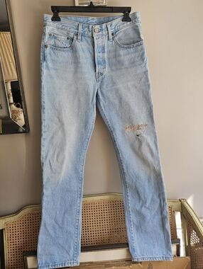 Levis 501 Womens Jeans Light Blue 150th Floral Straight Button Fly - Size 27